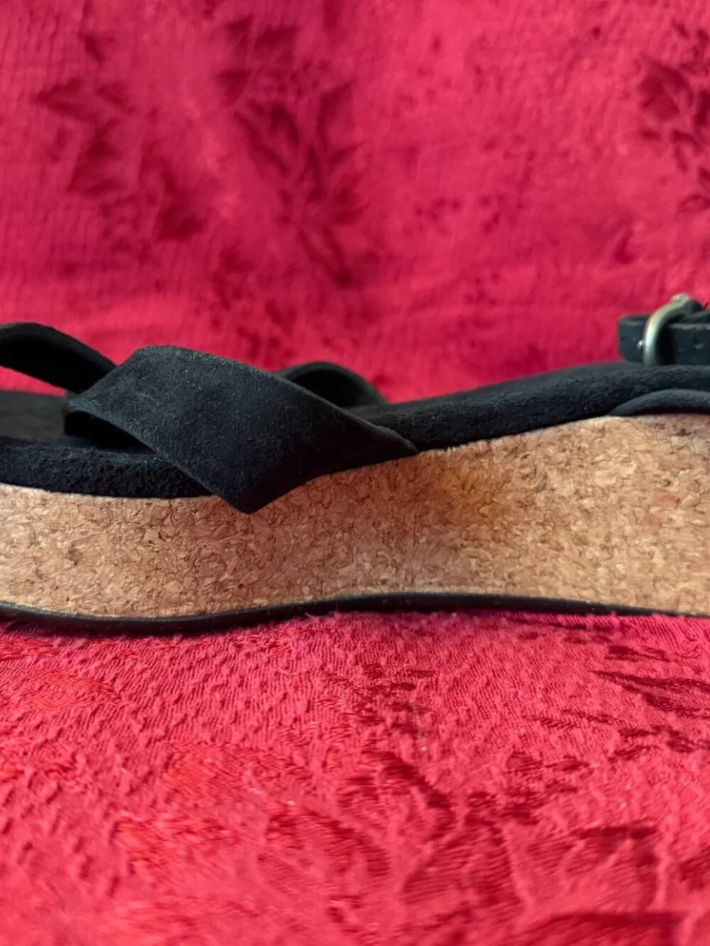 Ugg Uma Platform Black Suede Wedge Sandal Sz 10